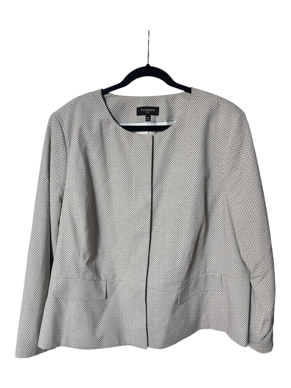 Talbots Woman 22W Black White Peplum Blazer Plus Size Career Jacket